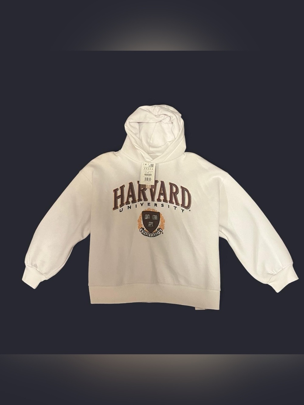Pull&Bear White Harvard Logo Hoodie